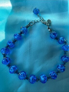Blue Murano Glass Beaded Bracelet made in Italy